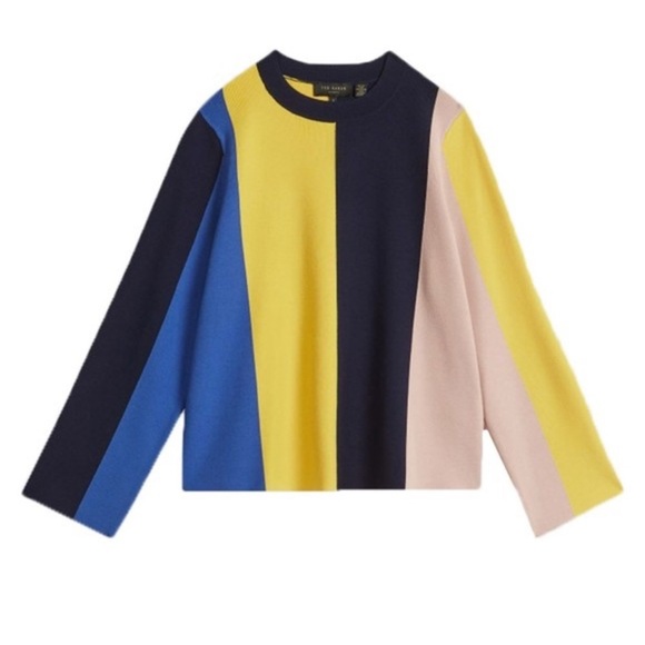 Ted Baker Womens Fenchi Stripe A Line Sweater Colorblock - Picture 2 of 9